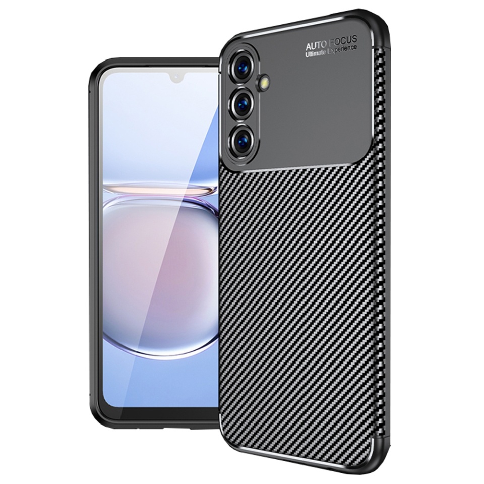 Husa pentru Samsung Galaxy A05s, SKYDDAR INNOVATION, CarbonFiber, Antisoc, Negru, set cu sticker
