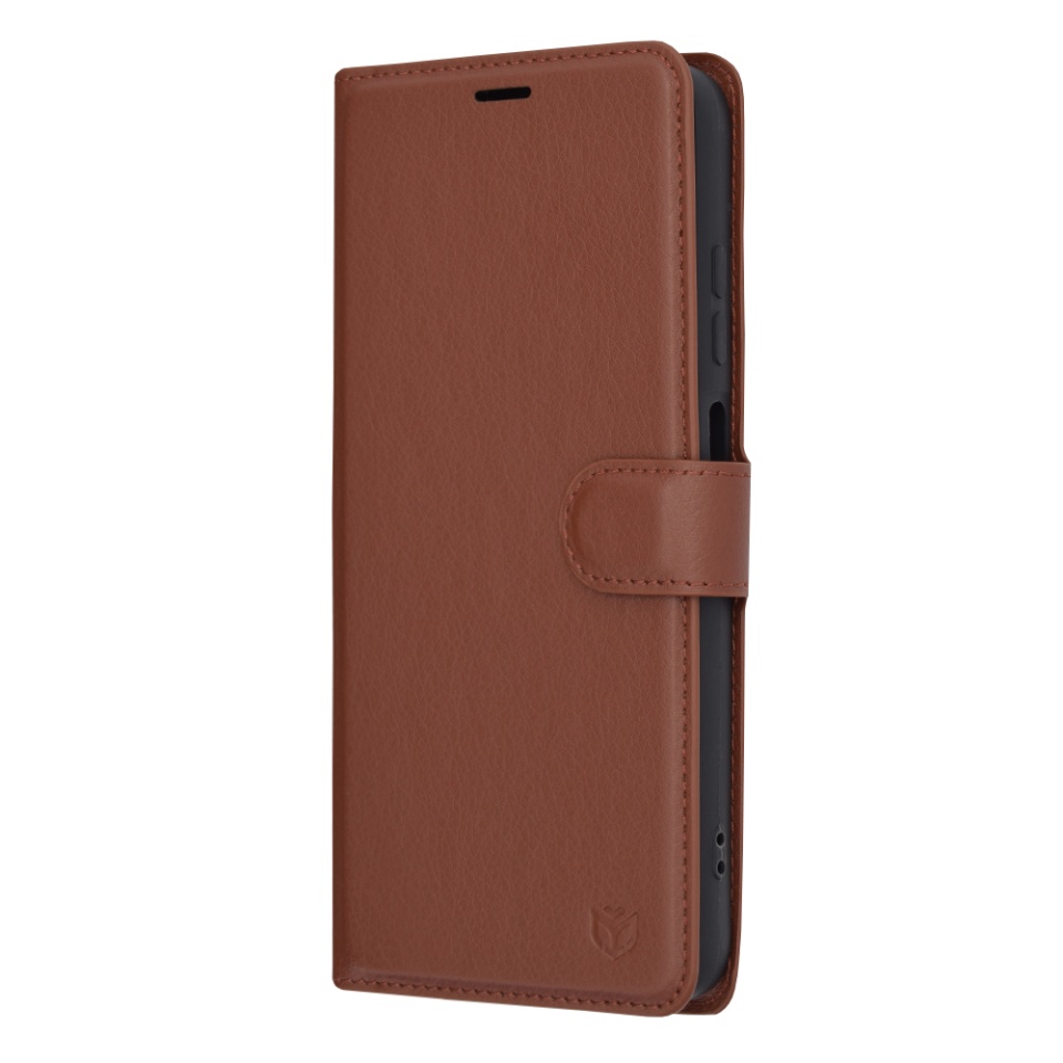 Husa pentru Samsung Galaxy A05s, SKYDDAR INNOVATION, Leather Folio tip Carte, cu Portofel Interior, Finisaje Premium, set cu sticker, Maro - 3 | YEO