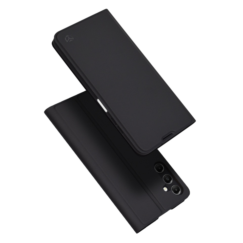 Husa pentru Samsung Galaxy A05s, SKYDDAR INNOVATION, Magskin Book, tip Carte cu Portofel Interior, set cu sticker, Negru