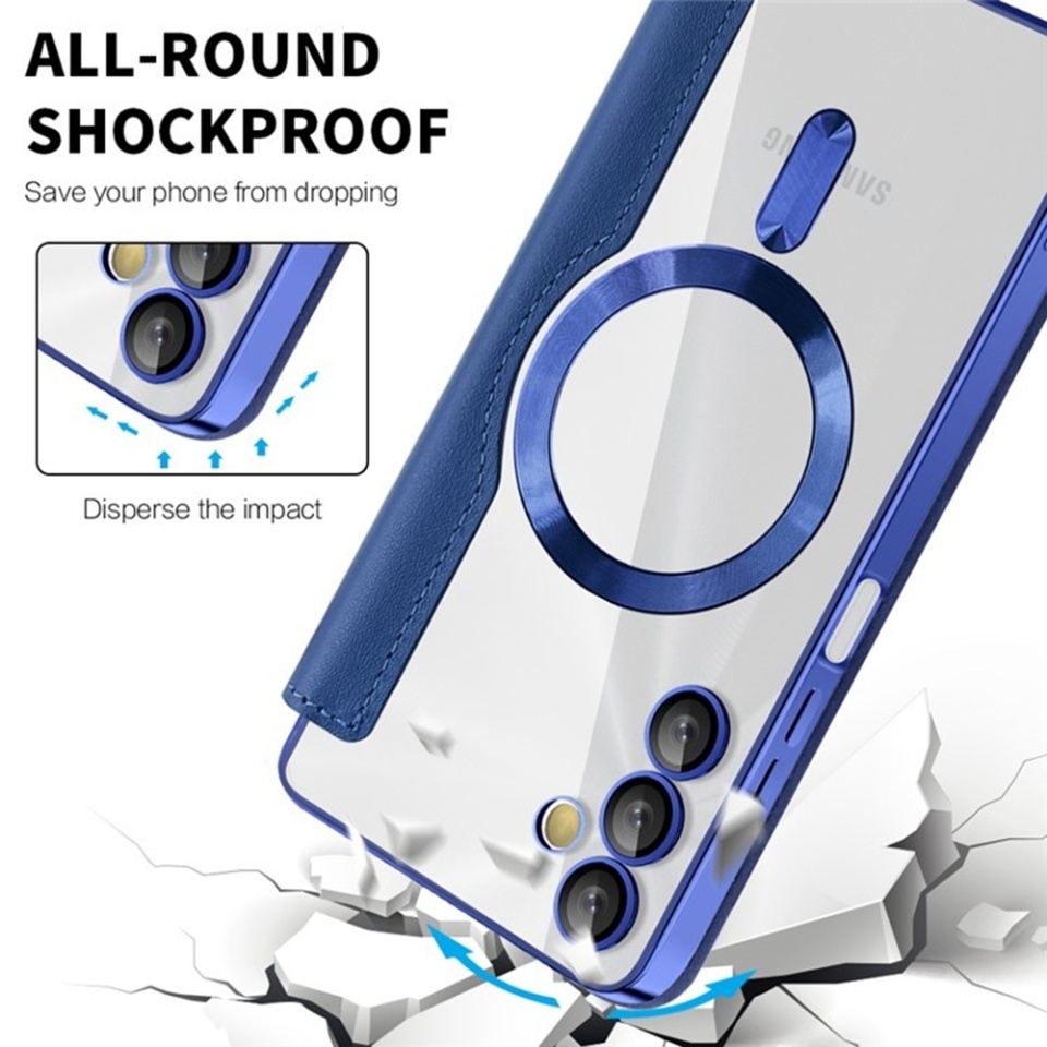 Husa pentru Samsung Galaxy A05s tip carte, SKYDDAR INOVATION, SmartMag Book, Magsafe, RFiD, Suport Carduri, set cu sticker, Albastru - 3 | YEO