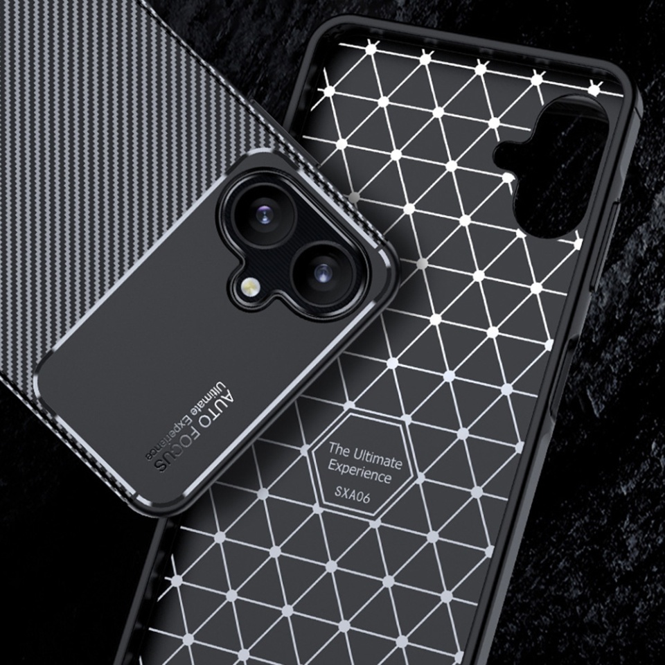 Husa pentru Samsung Galaxy A06, SKYDDAR INNOVATION, CarbonFiber, Antisoc, Negru, set cu sticker - 1 | YEO