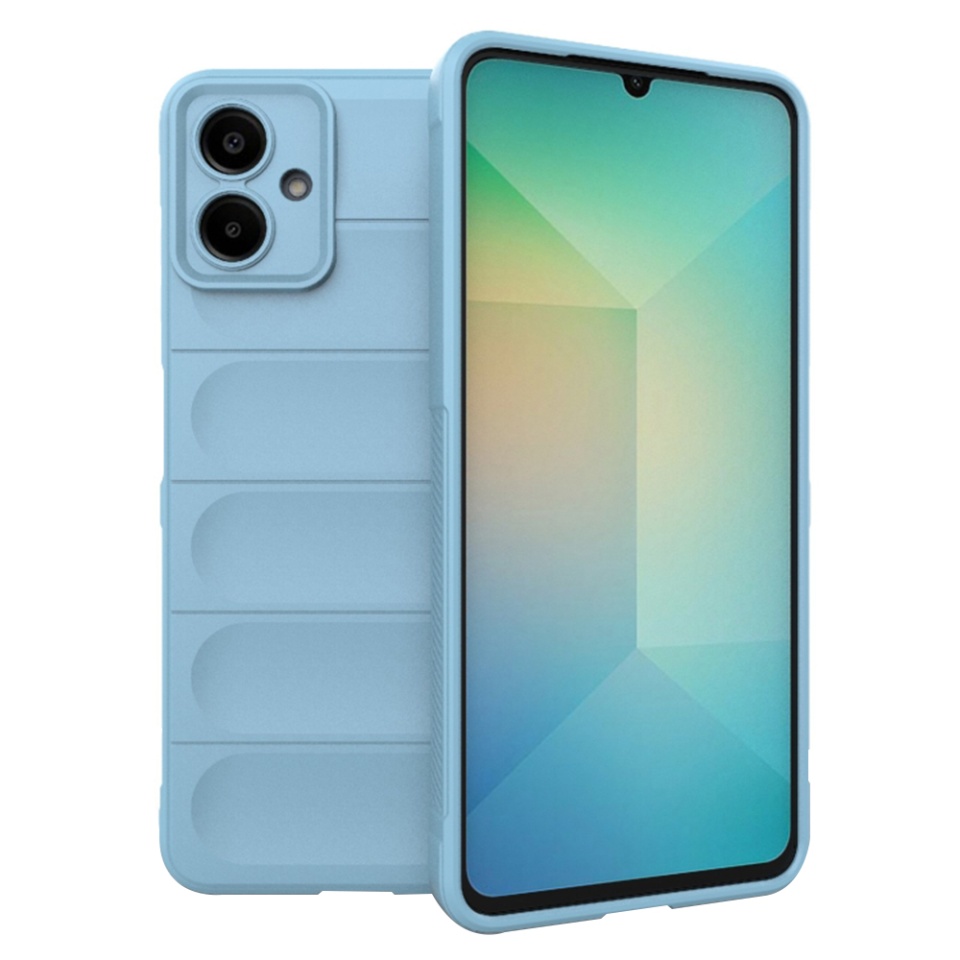 Husa pentru Samsung Galaxy A06, SKYDDAR INNOVATION, Magic Shield, din Silicon Mat, Bleu, set cu sticker