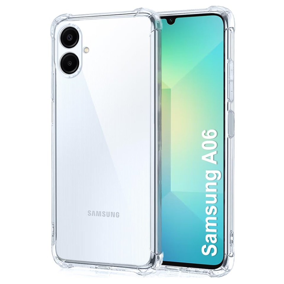 Husa pentru Samsung Galaxy A06 , SKYDDAR INNOVATION, Shockproof Clear din Silicon Slim, Transparenta, set cu sticker
