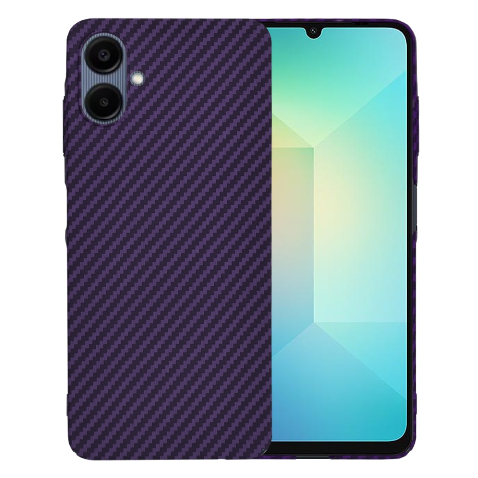 Husa pentru Samsung Galaxy A06, SKYDDAR INNOVATION, textura carbon, Carbonite FiberShell, Mov, set cu sticker