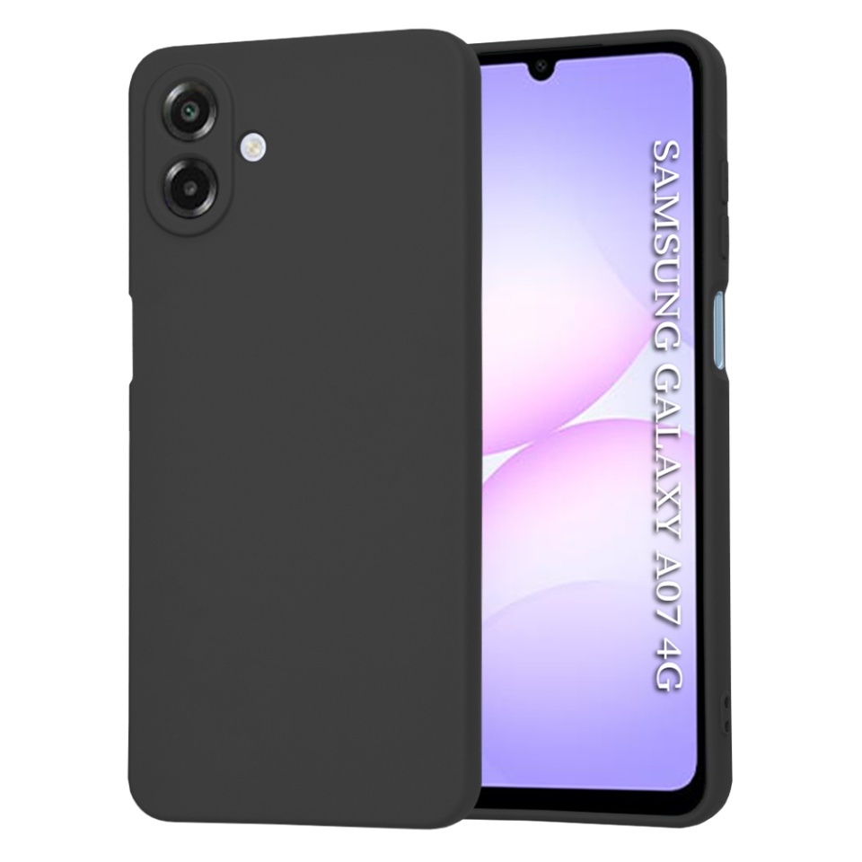 Husa pentru Samsung Galaxy A07 4G, SKYDDAR INNOVATION, din Silicon Catifelat, SoftElegance, set cu sticker, Negru