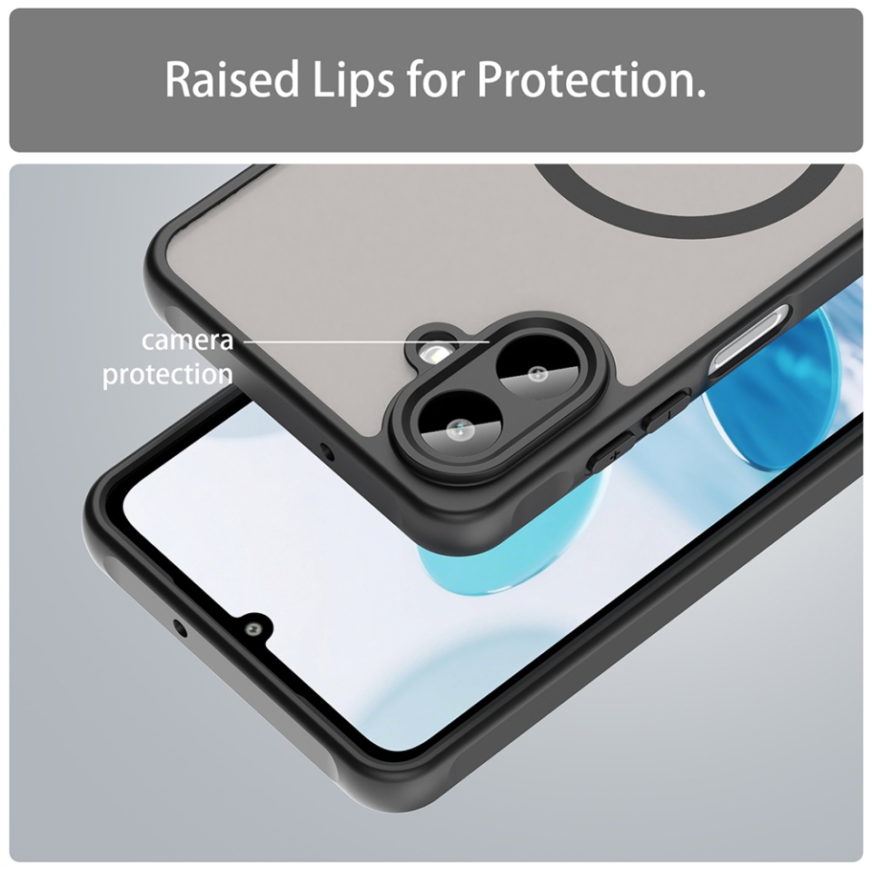 Husa pentru Samsung Galaxy A07 4G, SKYDDAR INNOVATION, HaloFrost MagSafe II, Antisoc, set cu sticker, Negru - 3 | YEO