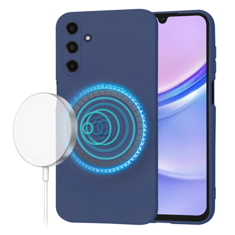 Husa pentru Samsung Galaxy A15 4G din Silicon Catifelat, Protectie Premium, Skyddar SoftElegance Magsafe - Bleumarin