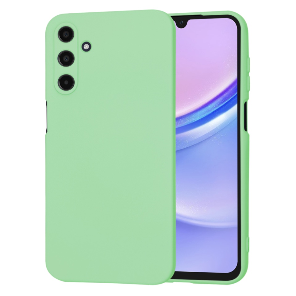 Husa pentru Samsung Galaxy A15 4G / Galaxy A15 5G, SKYDDAR INNOVATION, din Silicon Catifelat, SoftElegance , Verde deschis, set cu sticker