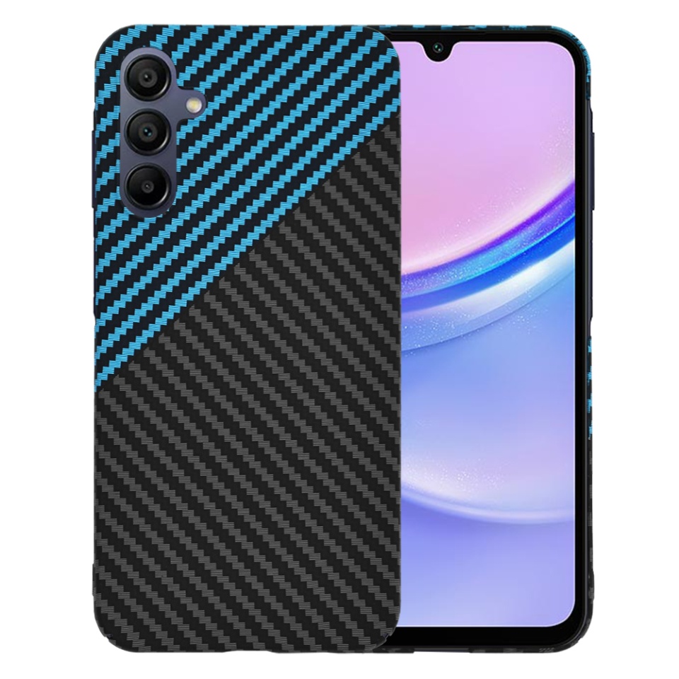 Husa pentru Samsung Galaxy A15 4G / Galaxy A15 5G, SKYDDAR INNOVATION, Carbonite FiberShell, Bleu, set cu sticker - 1 | YEO