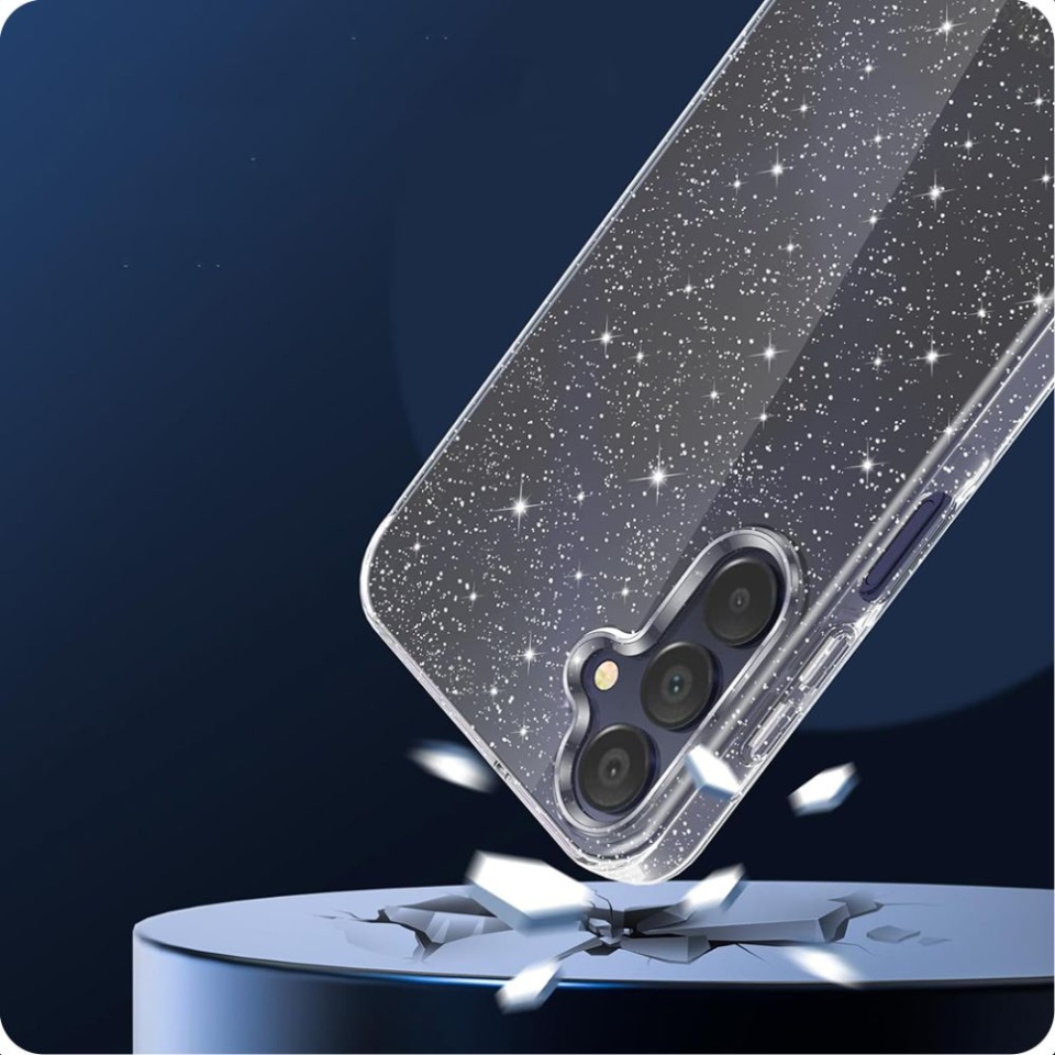 Husa pentru Samsung Galaxy A15 4G / Galaxy A15 5G, SKYDDAR INNOVATION, Shine, din Silicon TPU cu Sclipici, Design Elegant si Ultra Subtire, Transparenta, set cu sticker - 2 | YEO