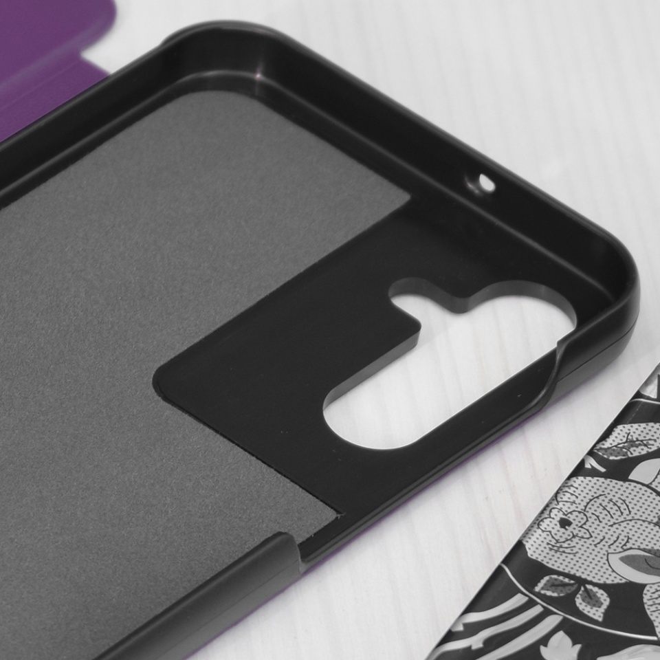 Husa pentru Samsung Galaxy A15 4G / Galaxy A15 5G, SKYDDAR INNOVATION, eFold, tip carte, Mov, set cu sticker - 2 | YEO