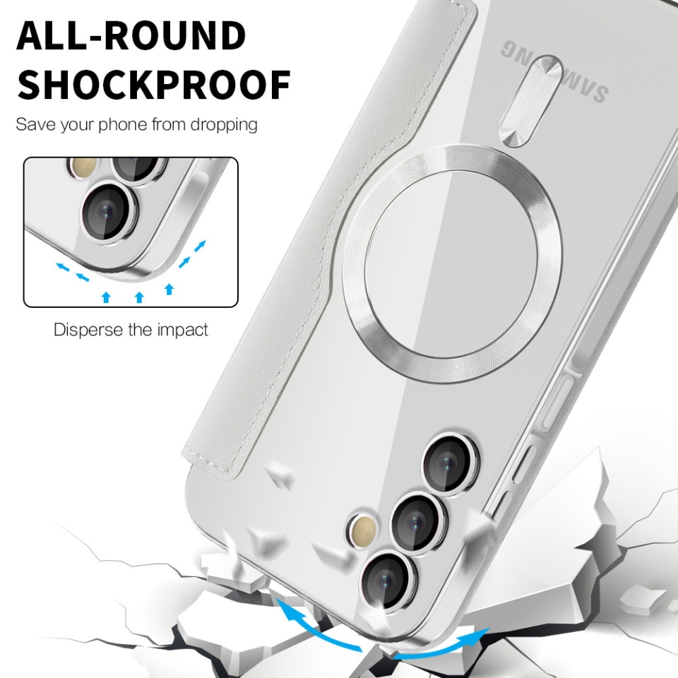 Husa pentru Samsung Galaxy A15 4G / Galaxy A15 5G tip carte, SKYDDAR INOVATION, SmartMag Book, Magsafe, RFiD, Suport Carduri, set cu sticker, Gri - 3 | YEO