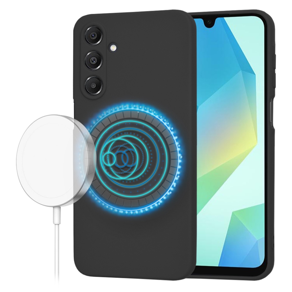 Husa pentru Samsung Galaxy A16 4G / Galaxy A16 5G din Silicon Catifelat, Protectie Premium, Skyddar SoftElegance Magsafe - Negru