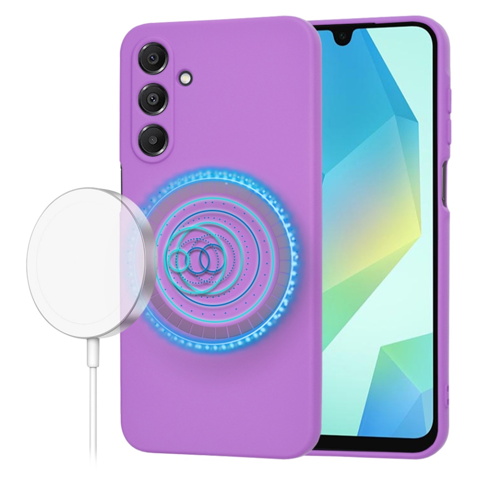 Husa pentru Samsung Galaxy A16 4G / Galaxy A16 5G din Silicon Catifelat, Protectie Premium, Skyddar SoftElegance Magsafe - Mov