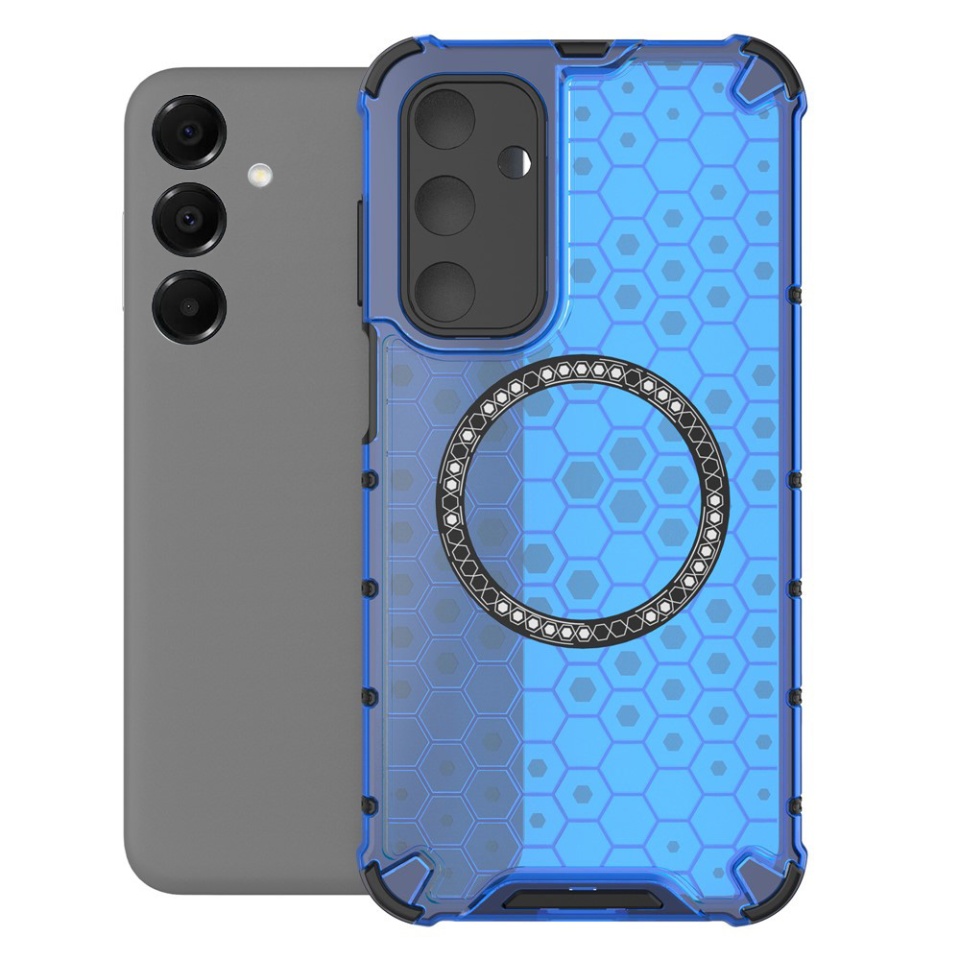 Husa pentru Samsung Galaxy A16 4G / Galaxy A16 5G, SKYDDAR INNOVATION, HoneyComb Shield MagSafe, Antisoc, set cu sticker, Albastru - 1 | YEO