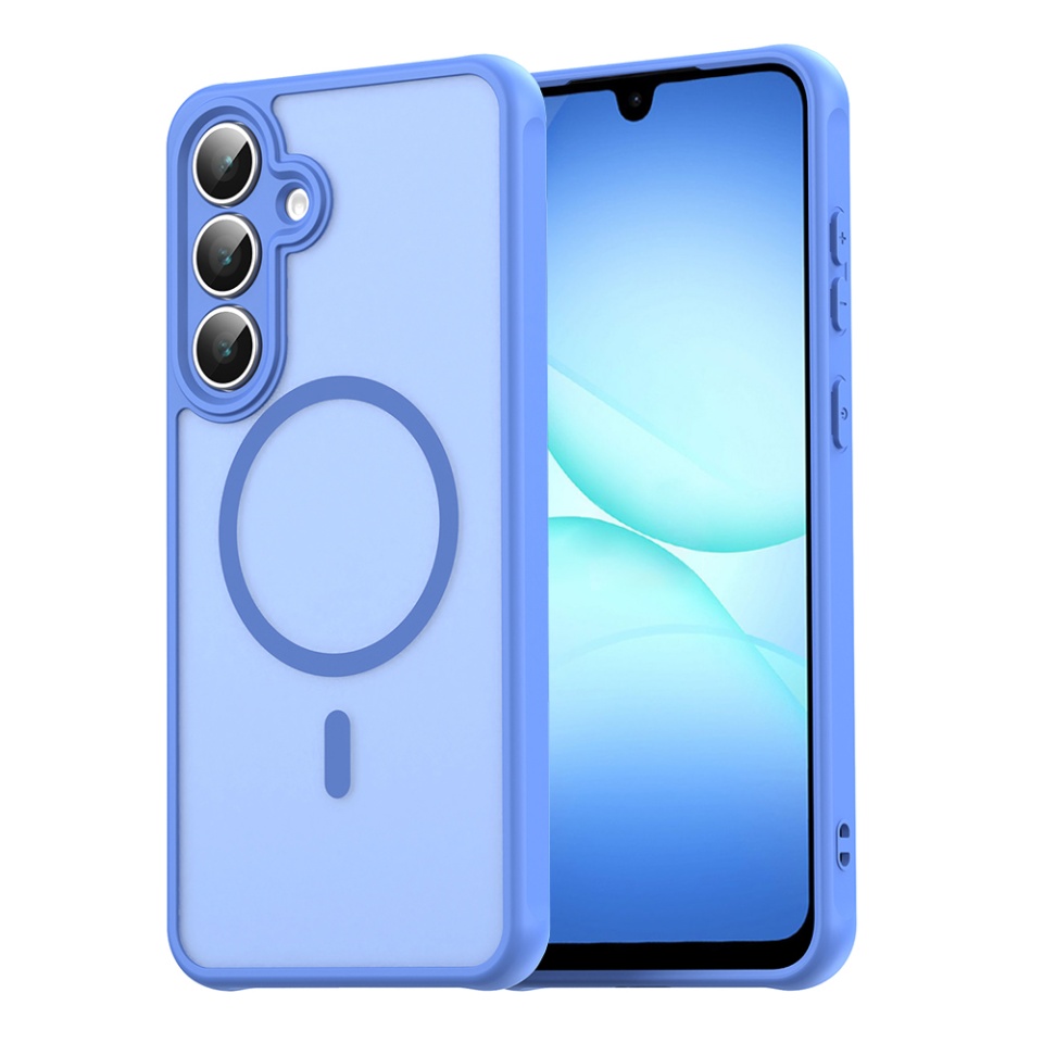 Husa pentru Samsung Galaxy A17 5G, SKYDDAR INNOVATION, HaloFrost MagSafe II, Antisoc, set cu sticker, Albastru