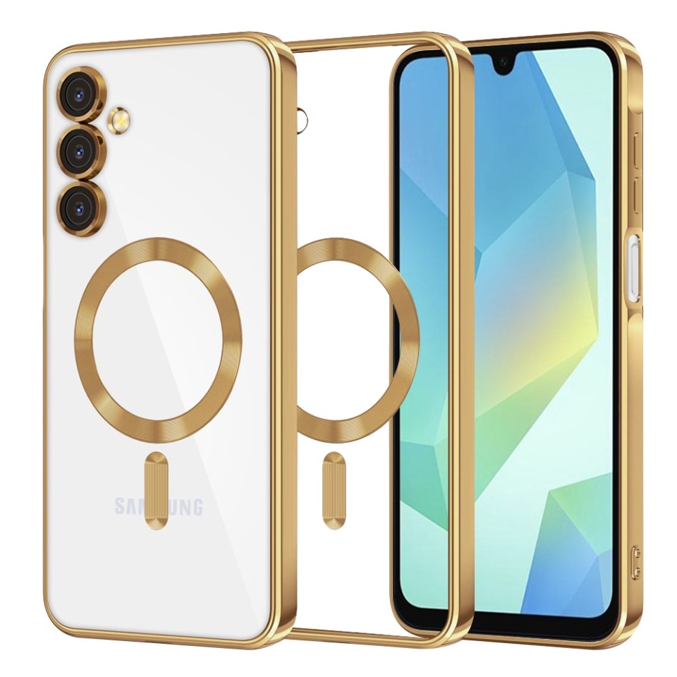 Husa pentru Samsung Galaxy A17 5G, SKYDDAR INNOVATION, Luxury Shield Magsafe, Protectie Antisoc, set cu sticker, Auriu