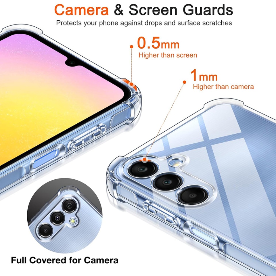 Husa pentru Samsung Galaxy A25 5G , SKYDDAR INNOVATION, Shockproof Clear din Silicon Slim, Transparenta, set cu sticker - 3 | YEO