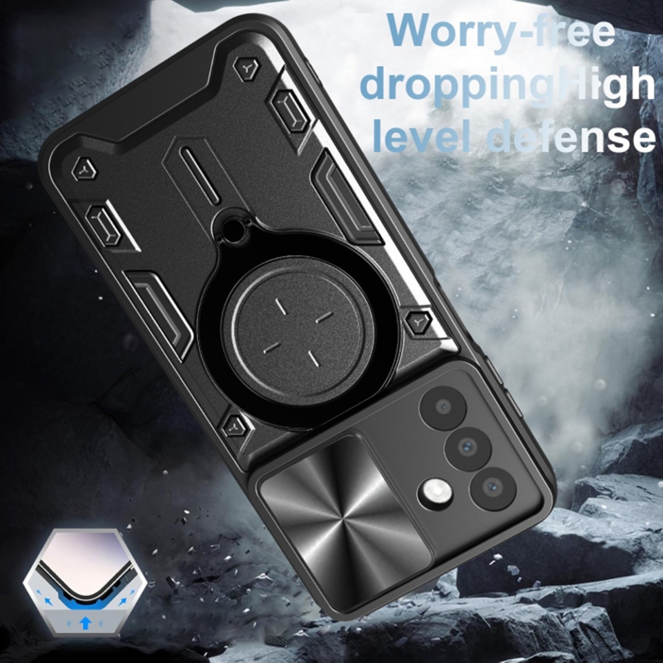 Husa pentru Samsung Galaxy A26 5G, cu inel magnetic si suport ajustabil, protectie completa camera, SKDR SafeCover - Negru - 3 | YEO