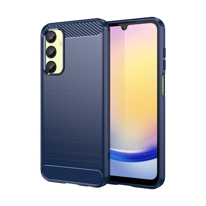 Husa pentru Samsung Galaxy A26 5G din Silicon Premium, Slim, cu textura Fibra Carbon - Albastru