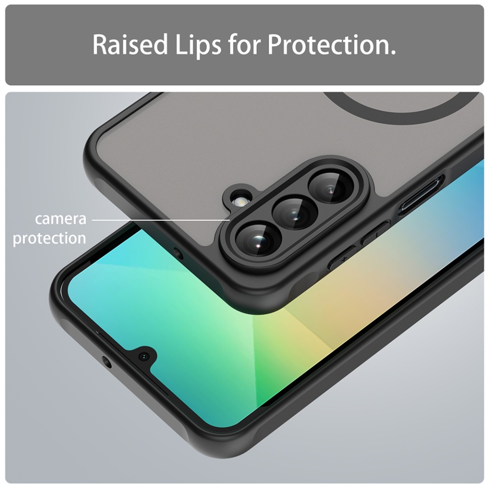 Husa pentru Samsung Galaxy A26 5G, SKYDDAR INNOVATION, HaloFrost MagSafe II, Antisoc, set cu sticker, Negru - 3 | YEO