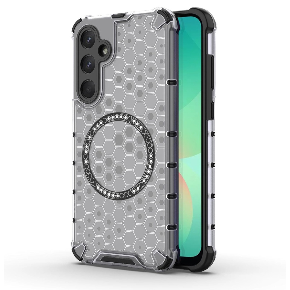 Husa pentru Samsung Galaxy A26 5G, SKYDDAR INNOVATION, HoneyComb Shield MagSafe, Negru, set cu sticker