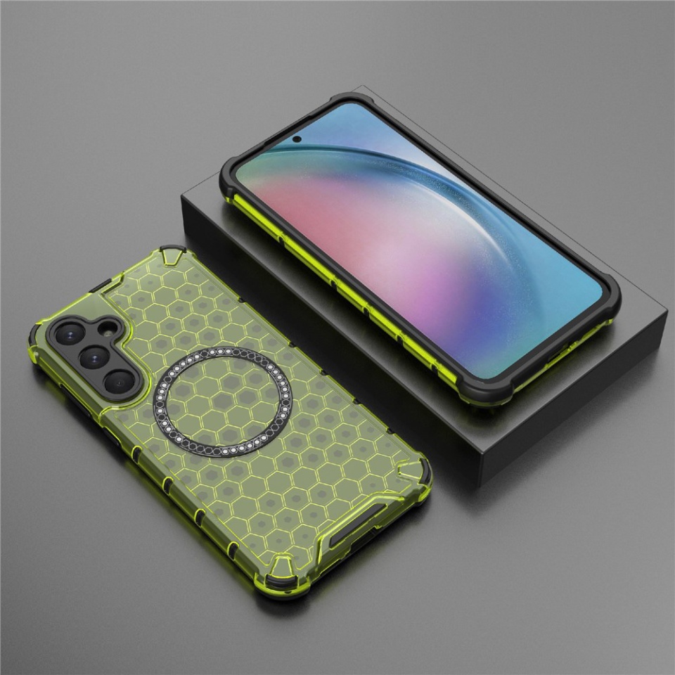 Husa pentru Samsung Galaxy A26 5G, SKYDDAR INNOVATION, HoneyComb Shield MagSafe, Antisoc, set cu sticker, Verde - 3 | YEO