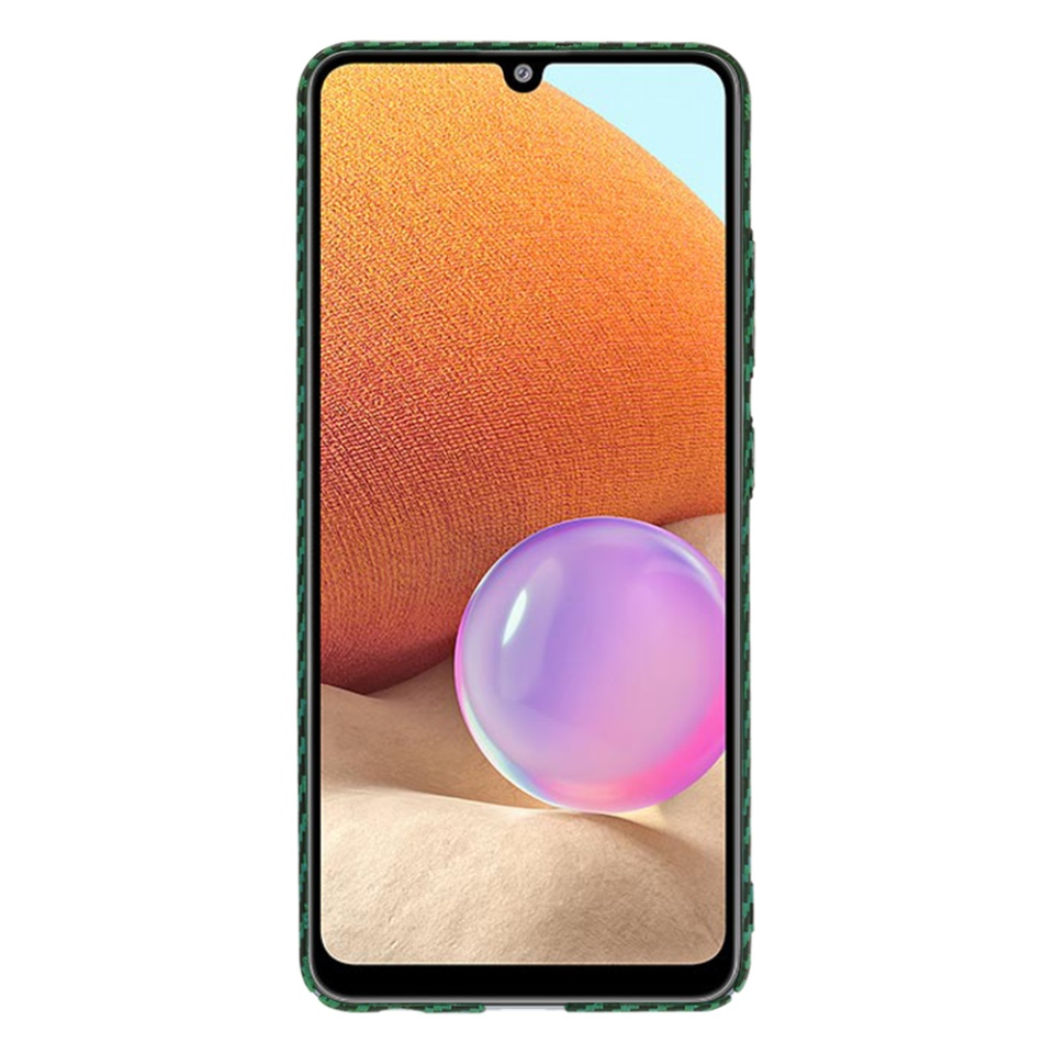 Husa pentru Samsung Galaxy A32 4G, Finisaj Premium cu Textura de Carbon, Design Elegant, SKDR CarbonFlex - Verde - 1 | YEO