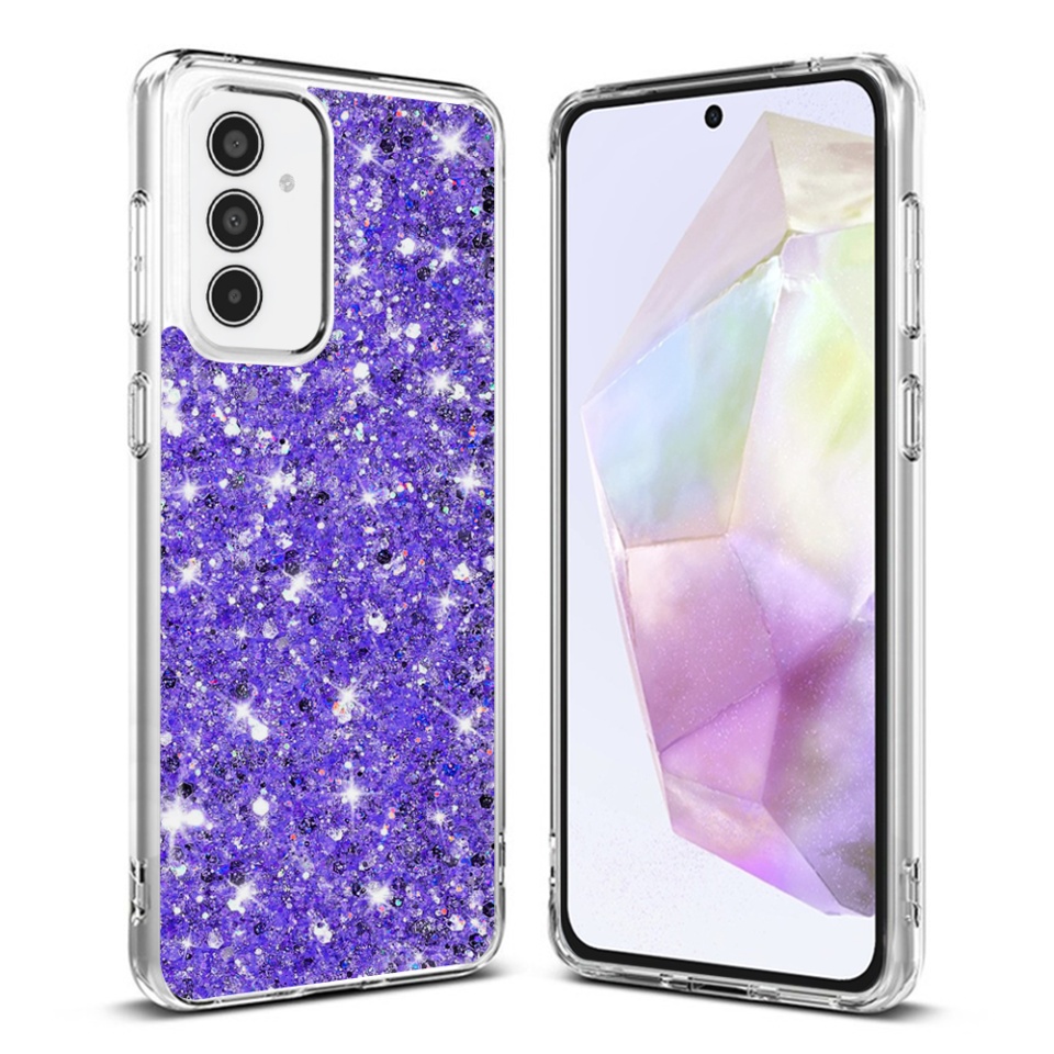 Husa pentru Samsung Galaxy A35 5G , Fundal Detasabil, din Silicon cu Sclipici, Design Stralucitor, Protectie Completa - Mov