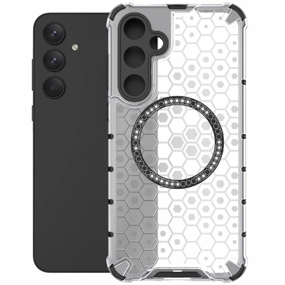 Husa pentru Samsung Galaxy A35 5G, SKYDDAR INNOVATION, HoneyComb Shield MagSafe, Alb, set cu sticker - 1 | YEO