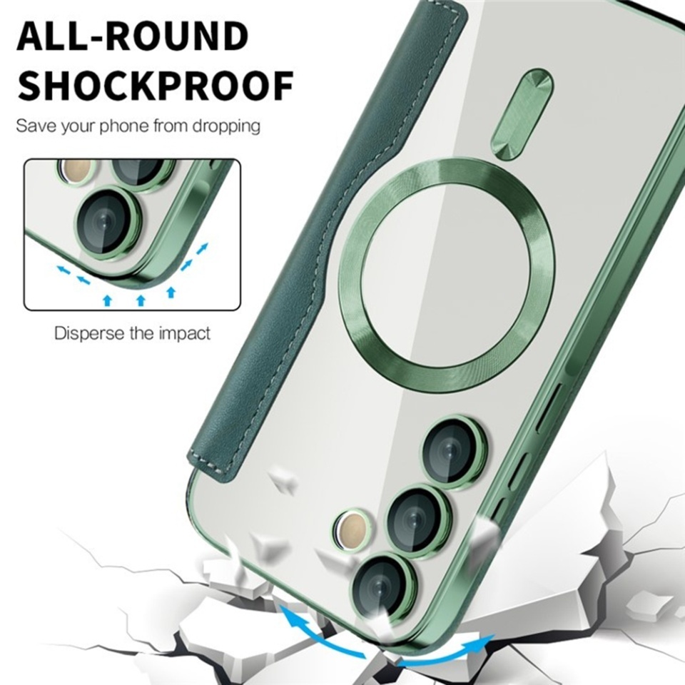 Husa pentru Samsung Galaxy A35 5G tip carte, SKYDDAR INOVATION, SmartMag Book, Magsafe, RFiD, Suport Carduri, set cu sticker, Verde - 3 | YEO