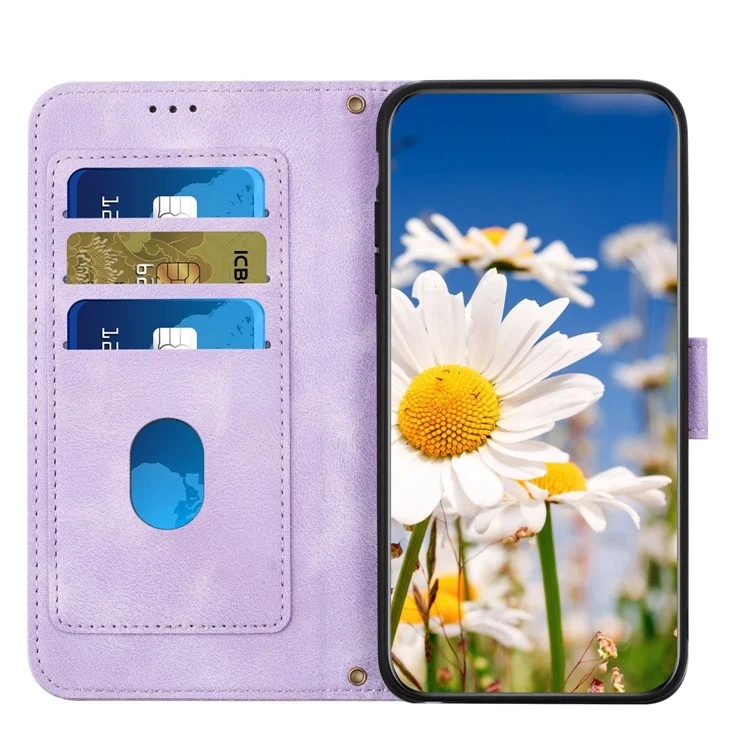 Husa pentru Samsung Galaxy A36 5G din Piele Ecologică cu Design Floral, Protecție 360°, Stand Integrat, Buzunare pentru Carduri, SKDR Floral Wallet - Mov - 1 | YEO