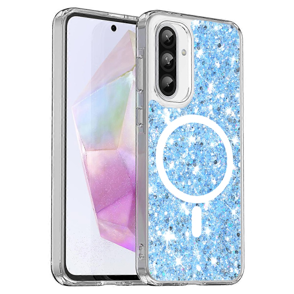Husa pentru Samsung Galaxy A36 5G / Galaxy A56 5G din Silicon cu Sclipici, Fundal Detasabil, Protectie Completa, SparkleCase - Bleu