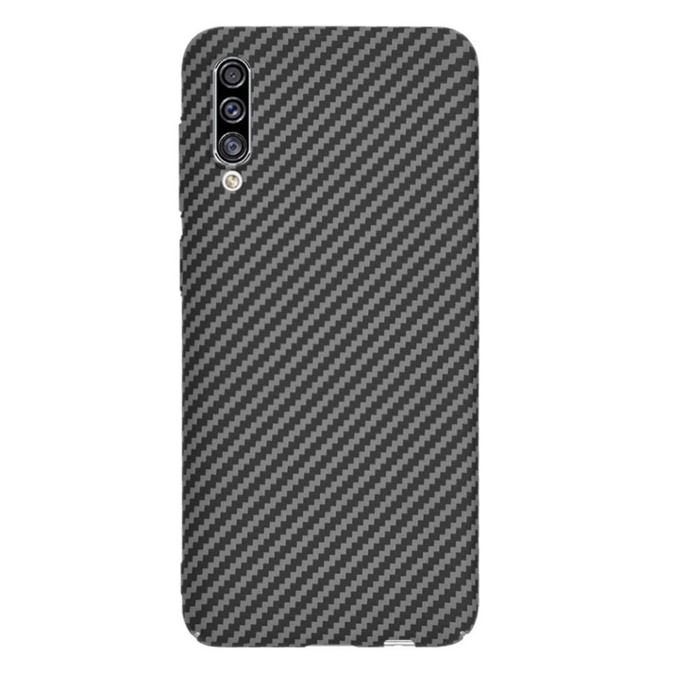 Husa pentru Samsung Galaxy A50 / Galaxy A30s / Galaxy A50s, SKYDDAR INNOVATION, textura carbon, Carbonite FiberShell, set cu sticker, Negru, - 2 | YEO