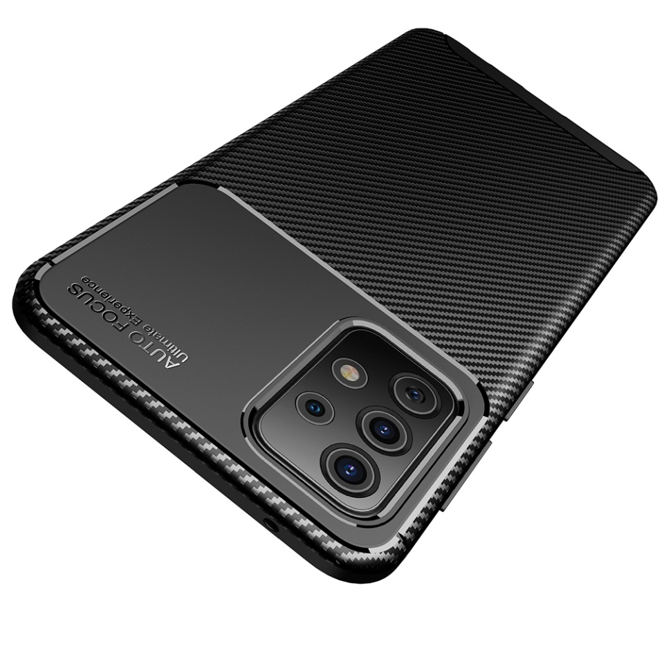 Husa pentru Samsung Galaxy A52 5G / Galaxy A52 4G / Galaxy A52s 5G, SKYDDAR INNOVATION, CarbonFiber, Antisoc, Negru, set cu sticker - 2 | YEO