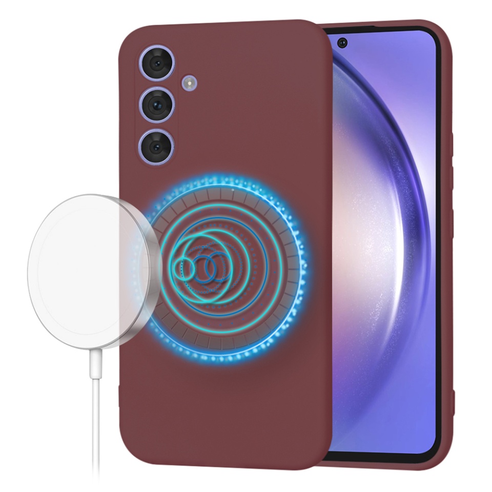 Husa pentru Samsung Galaxy A54 din Silicon Catifelat, Protectie Premium, Skyddar SoftElegance Magsafe - Bordo