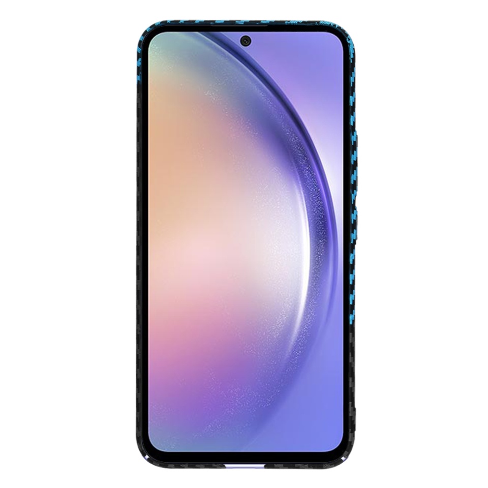 Husa pentru Samsung Galaxy A54, Finisaj Premium cu Textura de Carbon, Design Elegant, SKDR CarbonFlex - Bleu - 2 | YEO