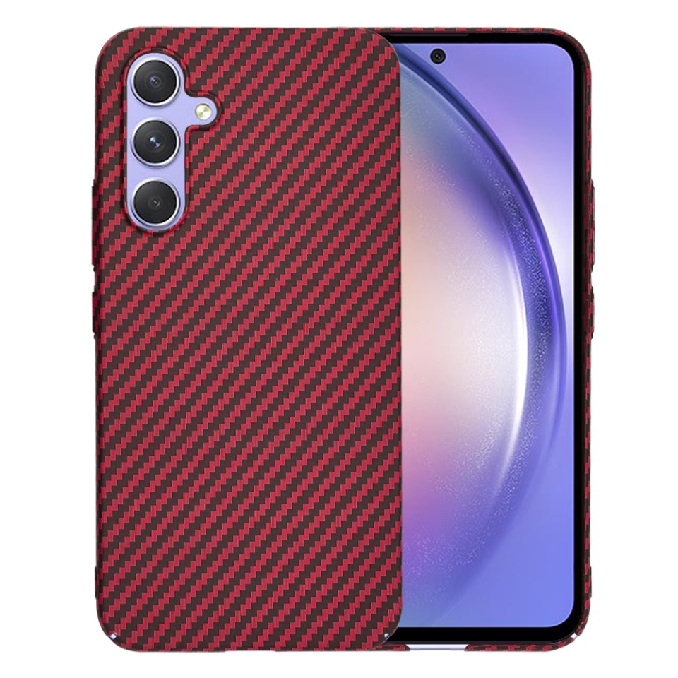 Husa pentru Samsung Galaxy A54, SKYDDAR INNOVATION, Carbonite FiberShell, Rosu, set cu sticker - 1 | YEO