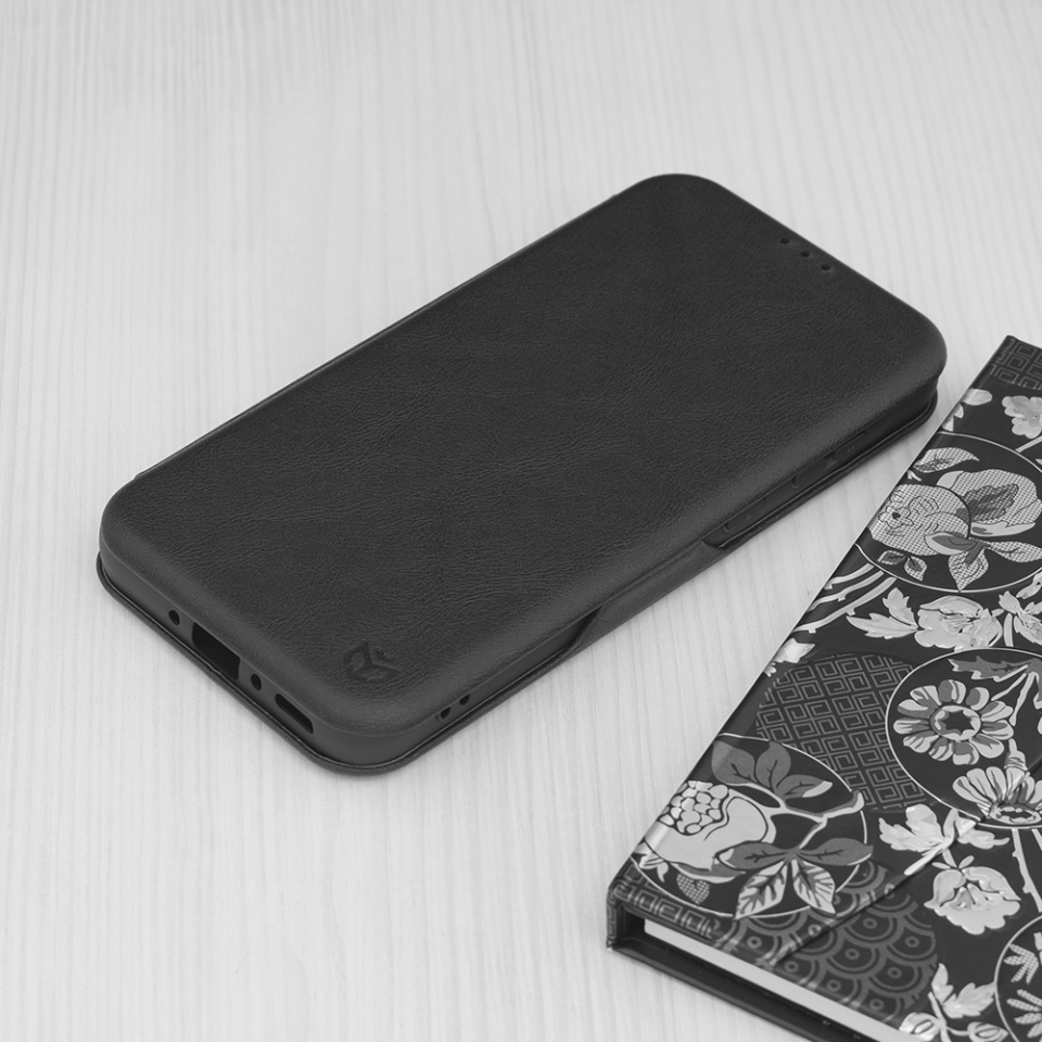Husa pentru Samsung Galaxy A55 5G, SKYDDAR INNOVATION, Safe Wallet tip carte din Piele Ecologica, Suport Carduri, Inchidere Magnetica, Negru, set cu sticker - 3 | YEO