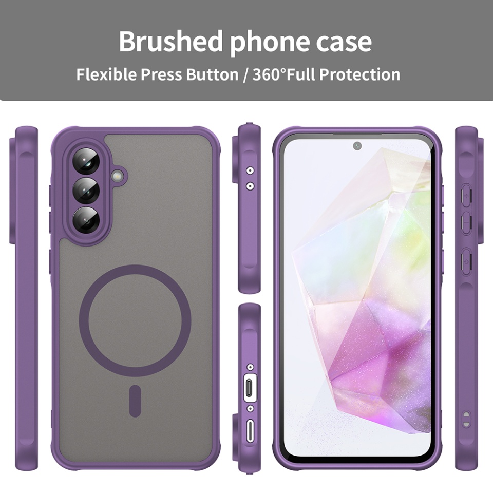 Husa pentru Samsung Galaxy A56 5G, SKYDDAR INNOVATION, HaloFrost MagSafe II, Antisoc, set cu sticker, Mov - 3 | YEO