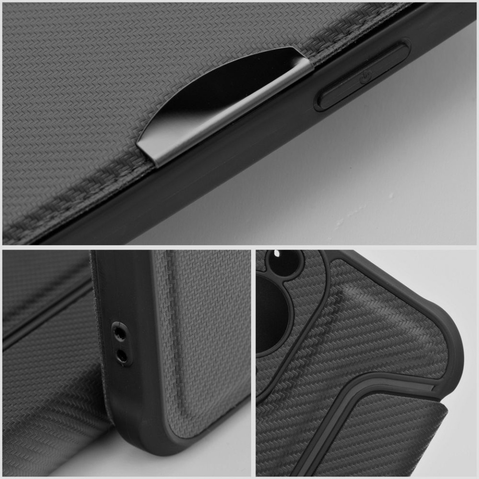Husa pentru Samsung Galaxy A56 5G, SKYDDAR INNOVATION, RAZOR, Inchidere Magnetica, Buzunar Interior, Antisoc, Negru, set cu sticker - 2 | YEO
