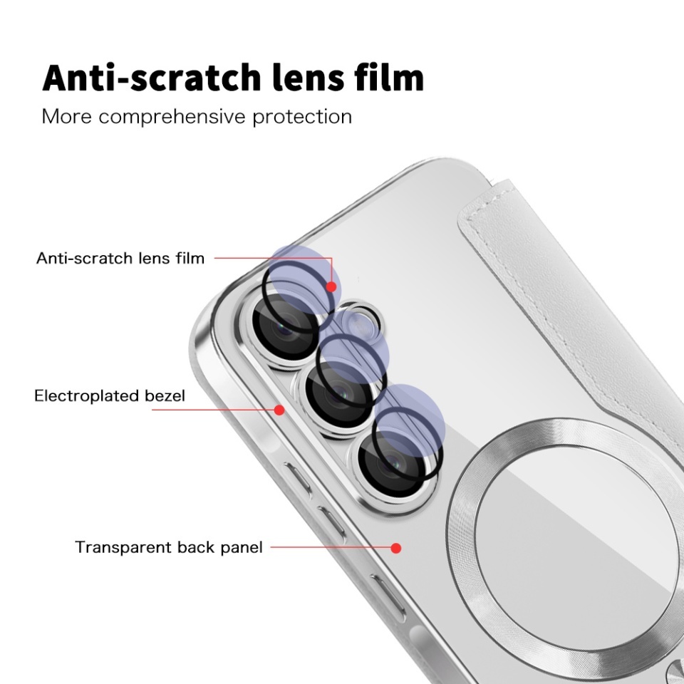 Husa pentru Samsung Galaxy A56 5G tip carte, SKYDDAR INOVATION, SmartMag Book, Magsafe, RFiD, Suport Carduri, set cu sticker, Gri - 2 | YEO