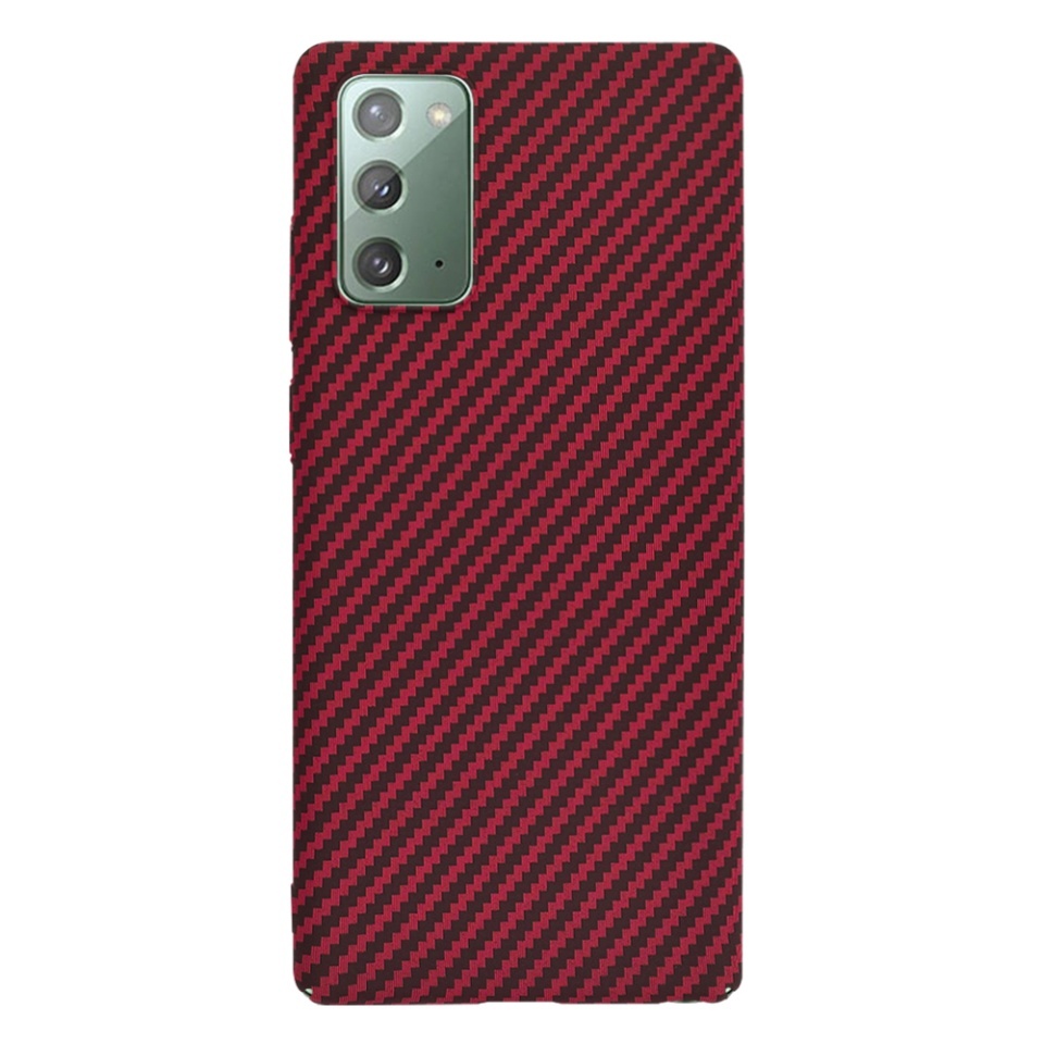 Husa pentru Samsung Galaxy Note 20 / Galaxy Note 20 5G, SKYDDAR INNOVATION, textura carbon, Carbonite FiberShell, set cu sticker, Rosu, - 2 | YEO