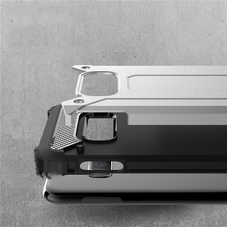 Husa pentru Samsung Galaxy S10e, SKYDDAR INNOVATION, Hybrid Armor, din Plastic Dur, Margini Cauciucate, Antisoc, set cu sticker, Negru - 1 | YEO
