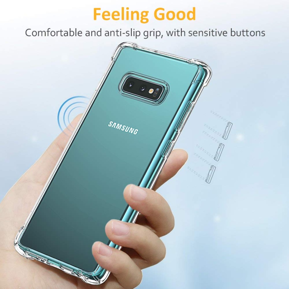 Husa pentru Samsung Galaxy S10e , SKYDDAR INNOVATION, Shockproof Clear din Silicon Slim, Transparenta, set cu sticker - 1 | YEO