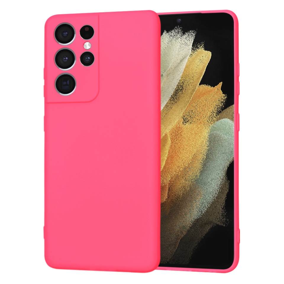 Husa pentru Samsung Galaxy S21 Ultra 5G din Silicon Catifelat, Protectie Premium, Skyddar SoftElegance MagSafe - Fucsia