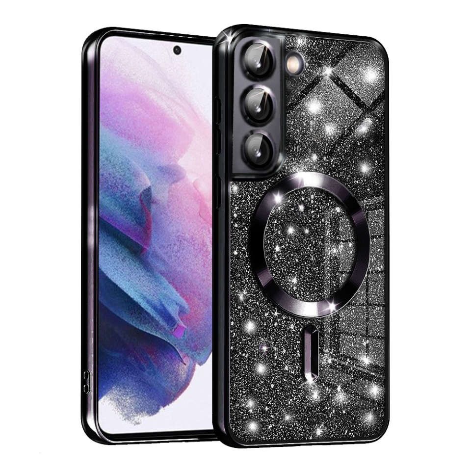 Husa pentru Samsung Galaxy S22 5G Design Antisoc, Fundal Detasabil 2-in-1, Protectie Superioara, Margini Ridicate, SKDR Glitter - Negru