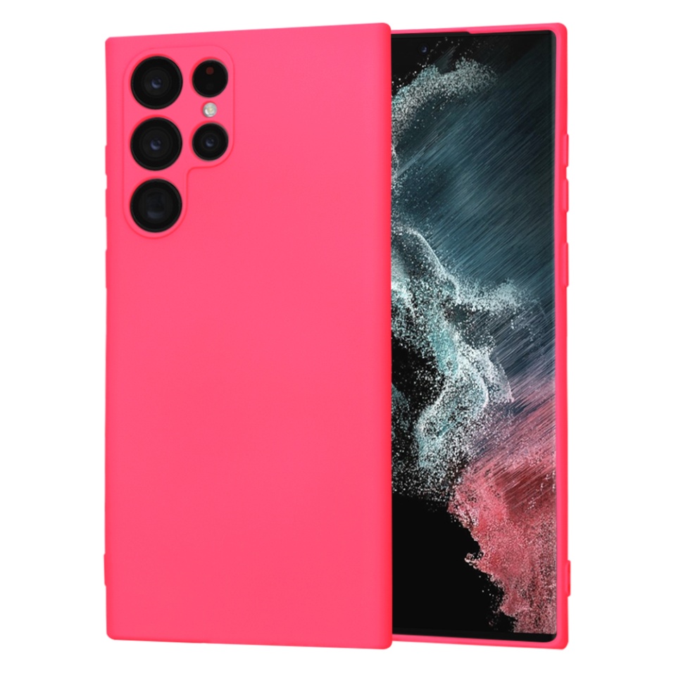 Husa pentru Samsung Galaxy S22 Ultra 5G din Silicon Catifelat, Protectie Premium, Skyddar SoftElegance - Fucsia