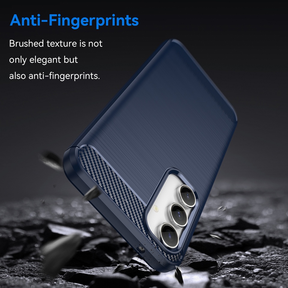 Husa pentru Samsung Galaxy S23 FE, SKYDDAR INNOVATION, Carbon Silicone, din Silicon Slim, cu textura Fibra Carbon, set cu sticker, Albastru - 2 | YEO
