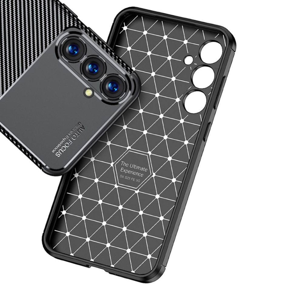 Husa pentru Samsung Galaxy S23 FE, SKYDDAR INNOVATION, CarbonFiber, Antisoc, Negru, set cu sticker - 3 | YEO
